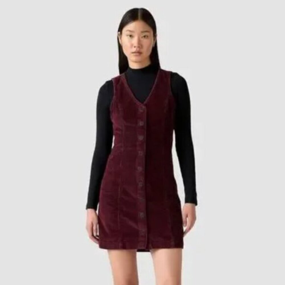 NWT Levi's Vianna Corduroy Vest Dress Tawny Port Size L